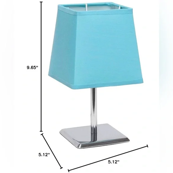 Simple Designs Mini Chrome Squared Empire Fabric Shade Table Lamp,Blue - Picture 8 of 10